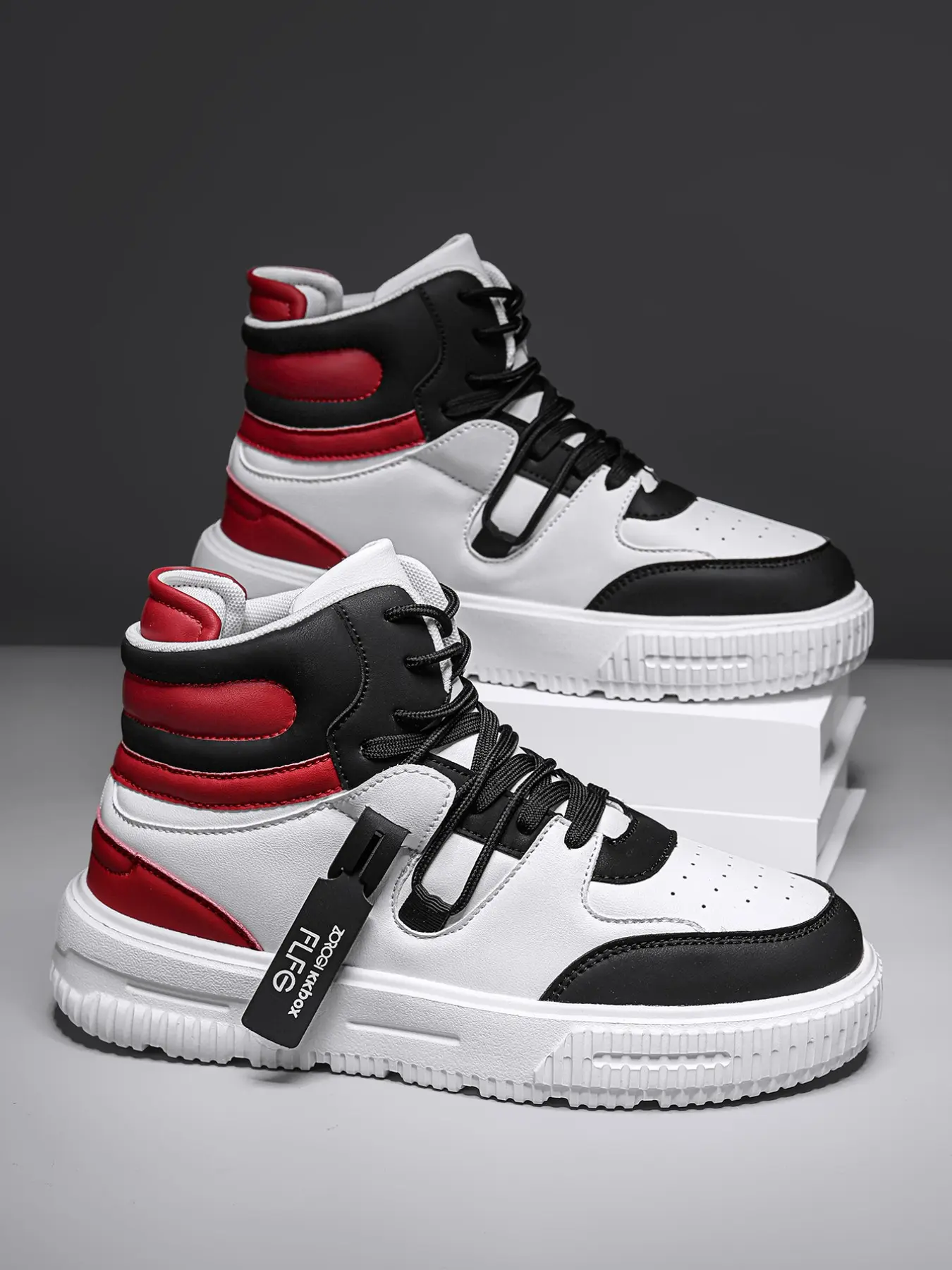 Men's Fashion High Top Casual Sneakers, Thick Sole Height Increase Anti-Slip, Street Style Board Shoes, All Seasons, Youthful Design, Casual Trendy Trainers