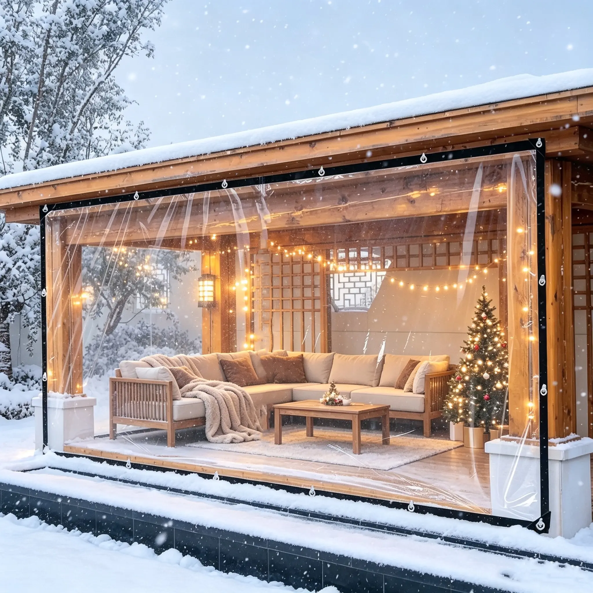Transparent PVC Waterproof Raincloth, Ideal for Garden, Balcony, Patio, Greenhouse, Chicken Coop, Outdoor Camping, Winter Covering