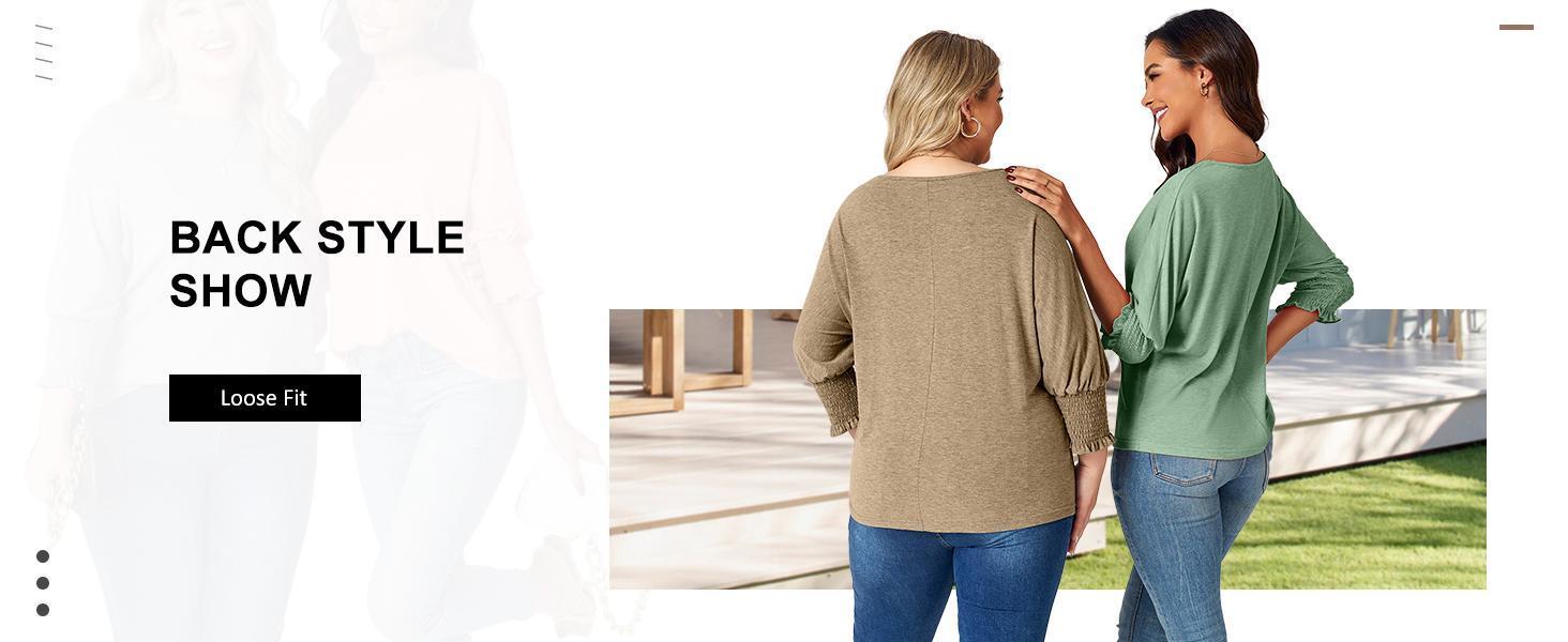 Imily Bela Women's 3/4 Sleeve Casual Tops Solid Color Crew Neck Loose Fit Shirts Blouses Imily Bela Women's 3/4 Sleeve Casual Tops Solid Color Crew Neck Loose Fit Shirts Blouses