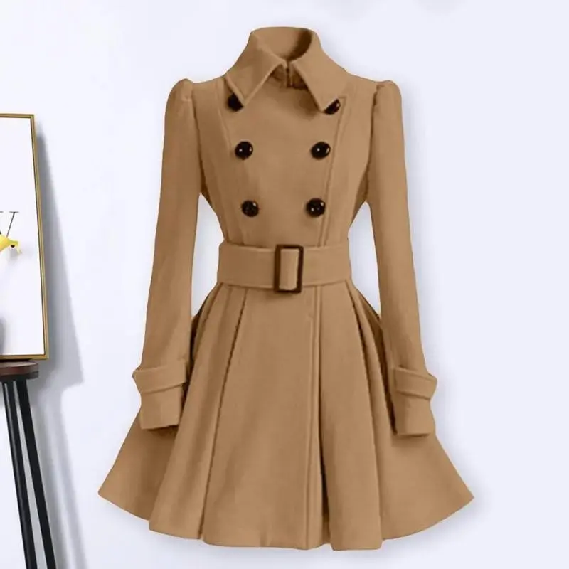 Autumn elegant woolen coat Fashion Lace-Up