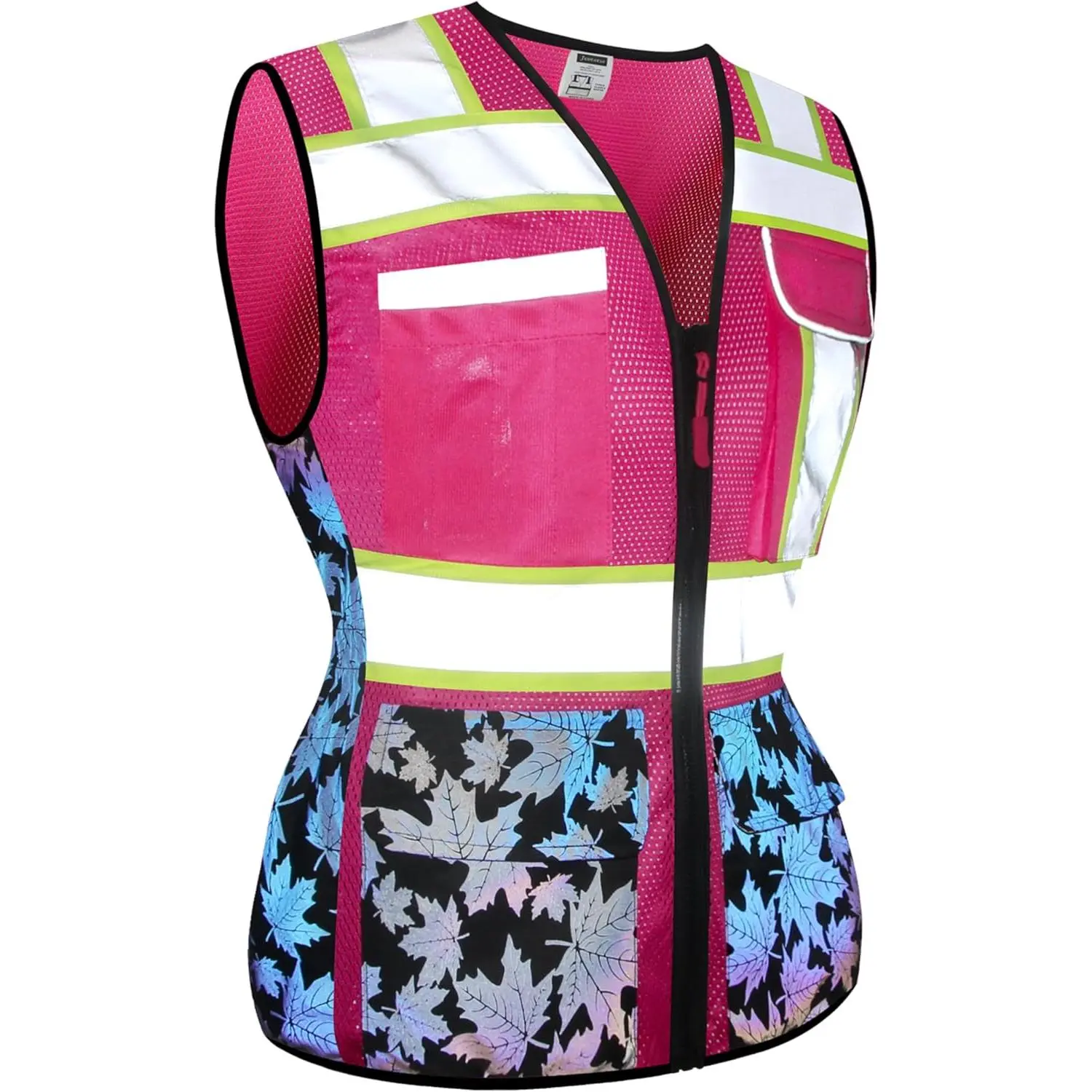Women Safety Vest, Multi Pockets High Visibility Reflective Breathable Mesh Work Vest For Lady, Durable Zipper