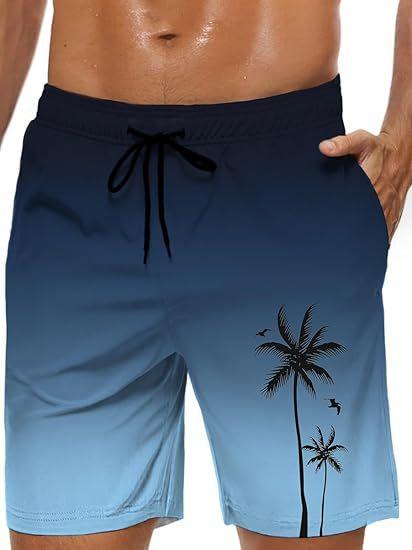 Vintage Plant Pattern Beach Shorts Men Coconut Tree 3D Printed Swim Trunks Summer Hawaiian Shorts Loose Board Shorts