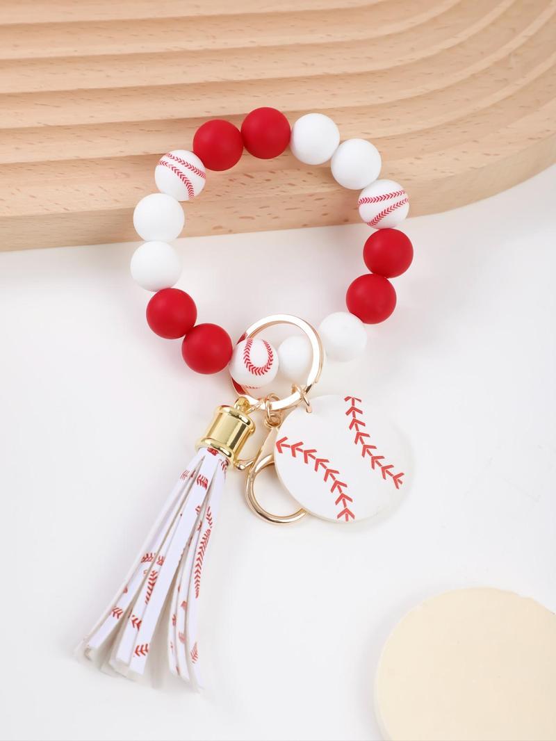 Baseball Design Tassel Decor Keychain, Cute Keychain for Women & Men, Fashion Keychain for Daily Clothing Decor, Trendy All-match & Exquisite Keychain for Birthday Gift, Keychain Pendant
