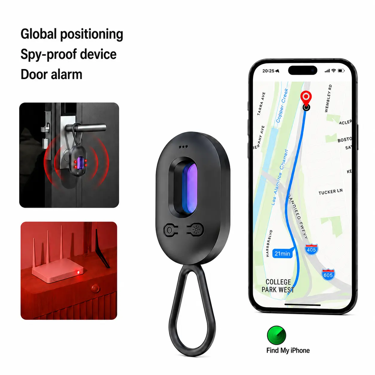 Hidden Camera Detector with GPS Tracker Mode, Vibration Alarm, Door & Window Tampering Alarm, Anti-Intrusion Function, 30H Working Time for Car, Travel