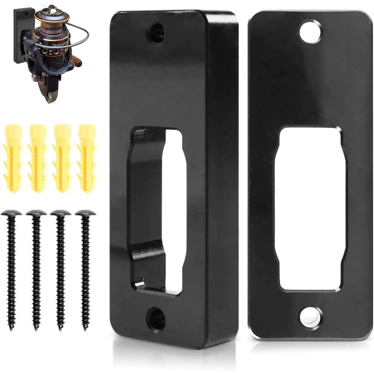 2 count Wall Mount Fishing Reel Rack - Spinning Reel Display Stand Holder, for Organizing Your Fishing Gear