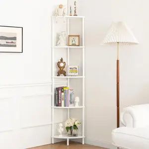 Corner Shelf Stand, 5-Tier Bookshelf, 65" Tall Shelves for Bedroom, Living Room, Narrow Display Shelf Bookcase, White Book Shelf with Display Shelves for Office