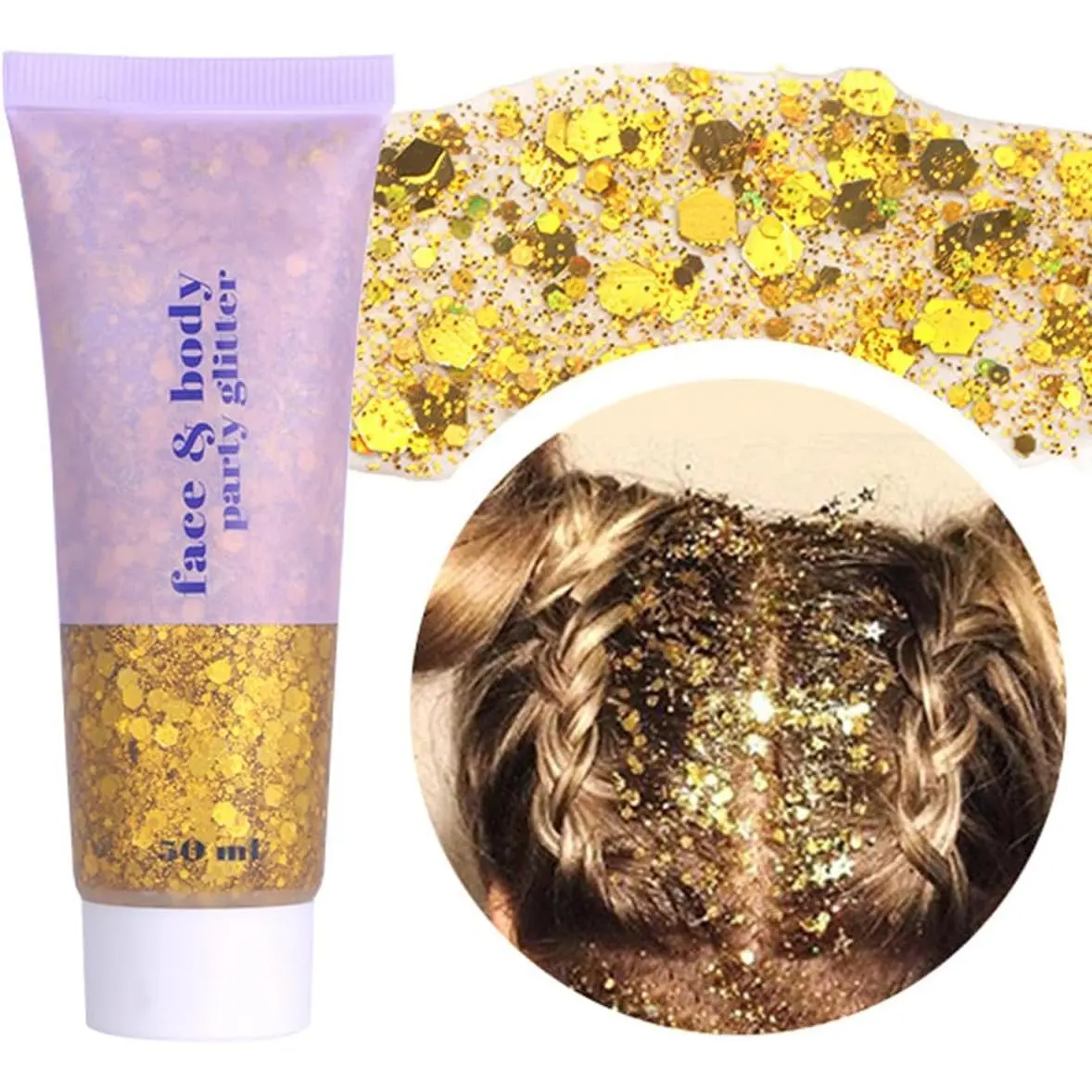 Gras Face Glitter,Green Purple Gold Mixed Holographic Chunky Body Glitter Gel,Mardi Gras Glitter,Festive Sequins for Face and Body, New Orleans Decorative Carnival Decorations