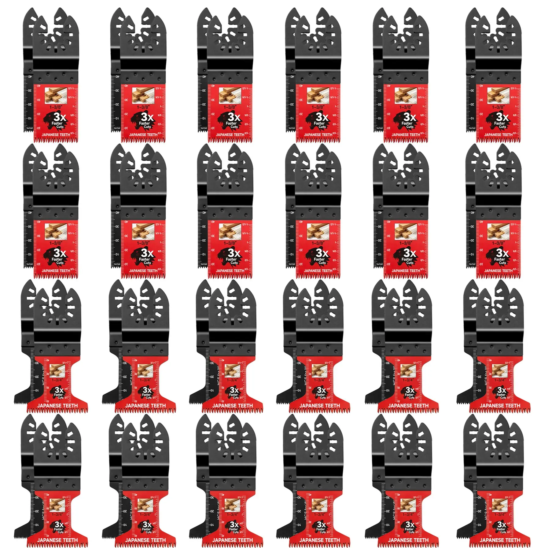 48-Piece Japanese-Tooth Oscillating Multi-Tool Replacement Saw Blade Set for DIY Wood Cutting and Home Repairs