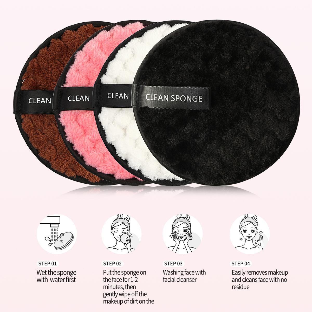 MAANGE Makeup Removing Puff Set, 4 Counts Double Sided Pineapple Cleansing Face Puff, Soft Makeup Remover For Women, Summer Makeup Gift #GLOBAL PICKS