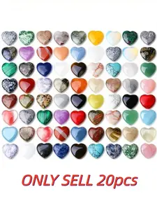 20 Pieces Natural Crystal Mixed Material Heart Shape Jewelry, Boho Chic Crystal Set, Elegant Design, Perfect Gift Idea, Durable Quality