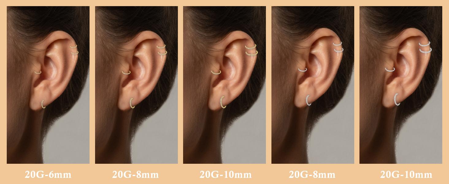 14K Gold Hinged Titanium Nose Rings Hoop for Women 20G, 316L Surgical Steel Clicker Septum Ring, Hoop Huggie Earring for Upper Lobe Cartilage Helix Piercing Jewelry