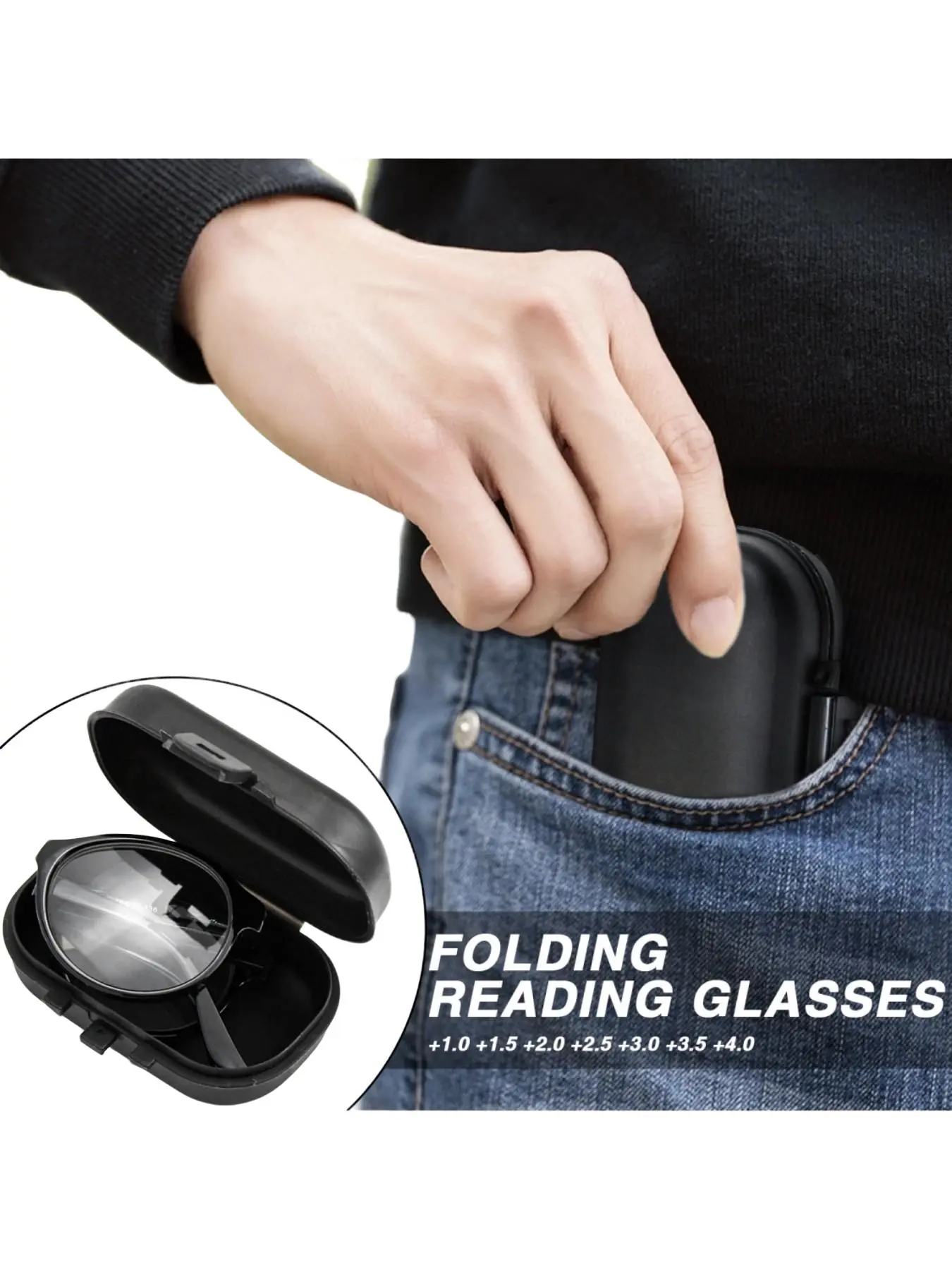2pcs Foldable Square and Round Reading Glasses, Anti-Blue Light, Metal Spring Hinges, Includes Two Cases, Unisex, Lightweight, All Seasons
