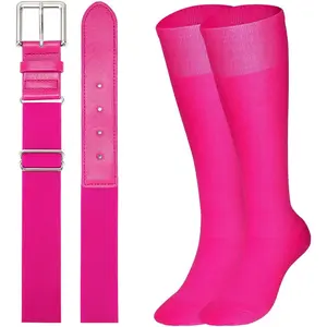 XZQTIVE Baseball Softball Socks and Baseball Softball Belt Combo Set Knee-High Soccer Socks for Kids Youth Adult