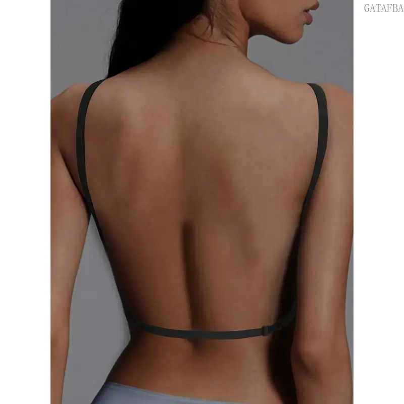 Women's Simple Backless Push Up Bralette, Comfortable Seamless Padded Underwear with Support Padding, Versatile Daily Wear Backless Bra