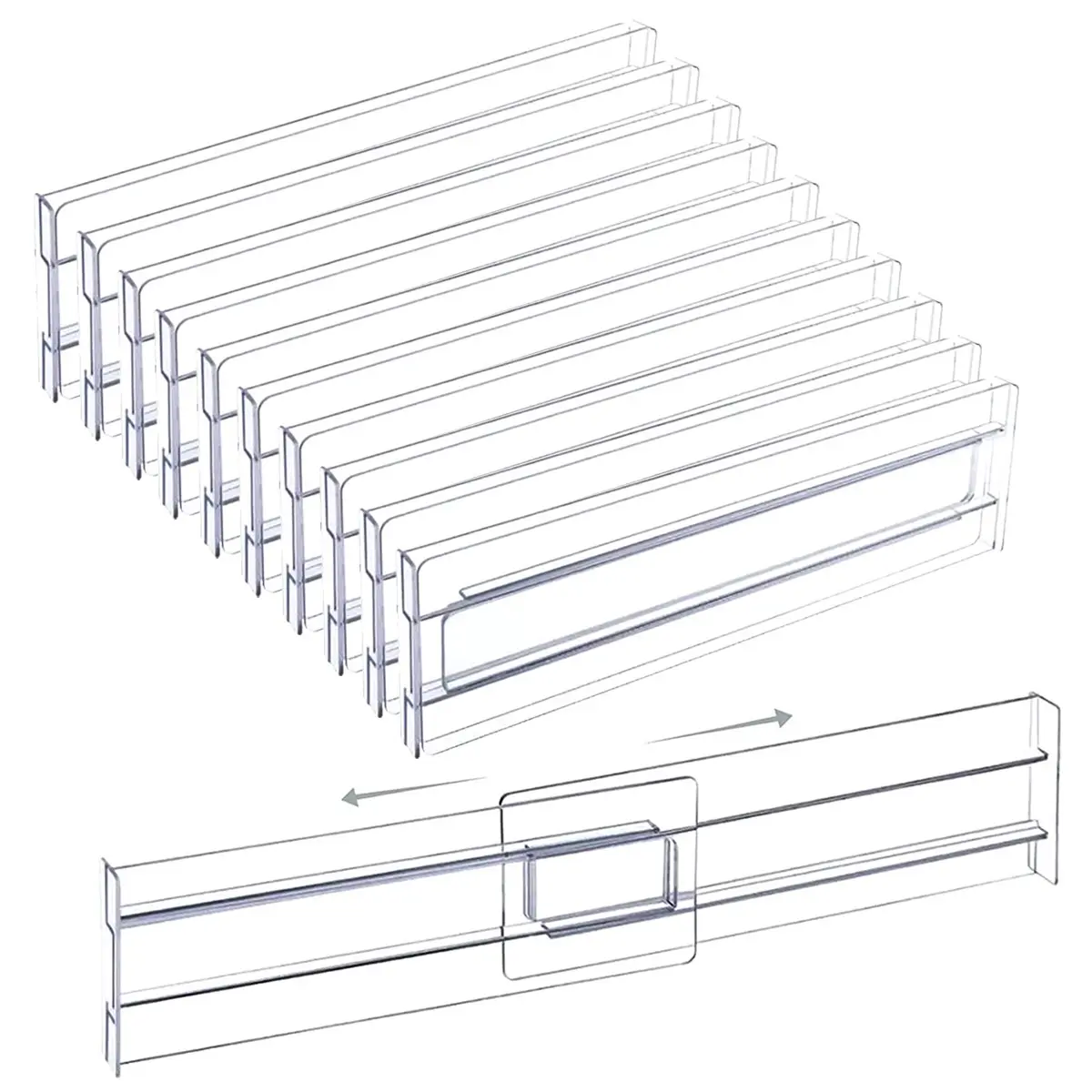 10pcs Adjustable Drawer Dividers, Expandable Drawer Organizers For Clothes, Closet Organizer, Bedroom, Kitchen, Bathroom, Office, Cosmetics Storage, Sturdy And Reliable