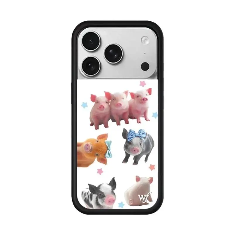 Cute Cartoon Pig Wildflower Protective Phone Case - Animal Kingdom Playground Design, Smartphone Cellphone Handheld Devices Accessory for iPhone 12,13,14,15,16 Pro Max Plus,17 Pro