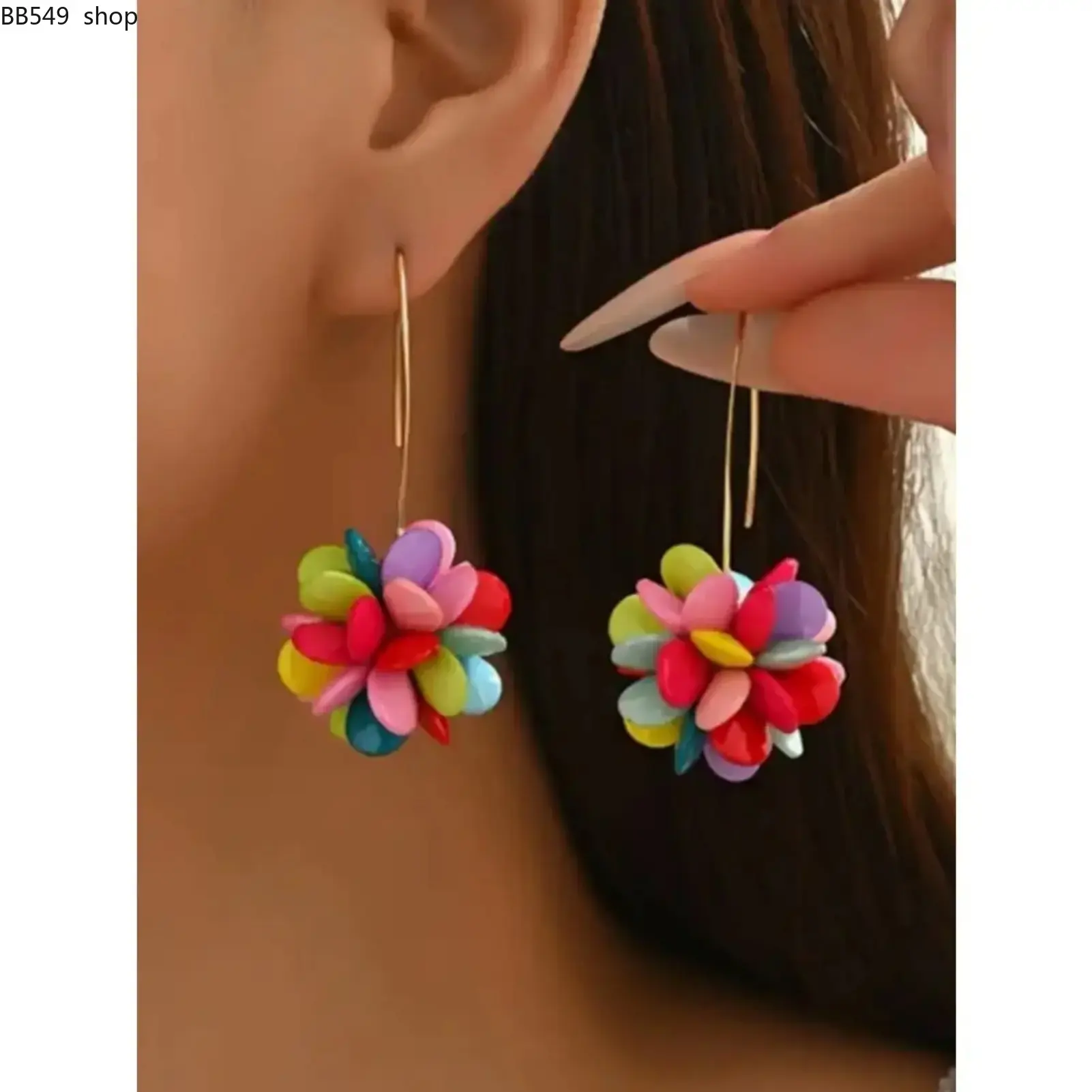 Boho Flower Beaded Earrings for Women, Colorful Candy Tone Statement Earrings with Handmade Style Design, Lightweight Fashion Jewelry for Casual Wear, Summer Outfits, Party & Gift Giving