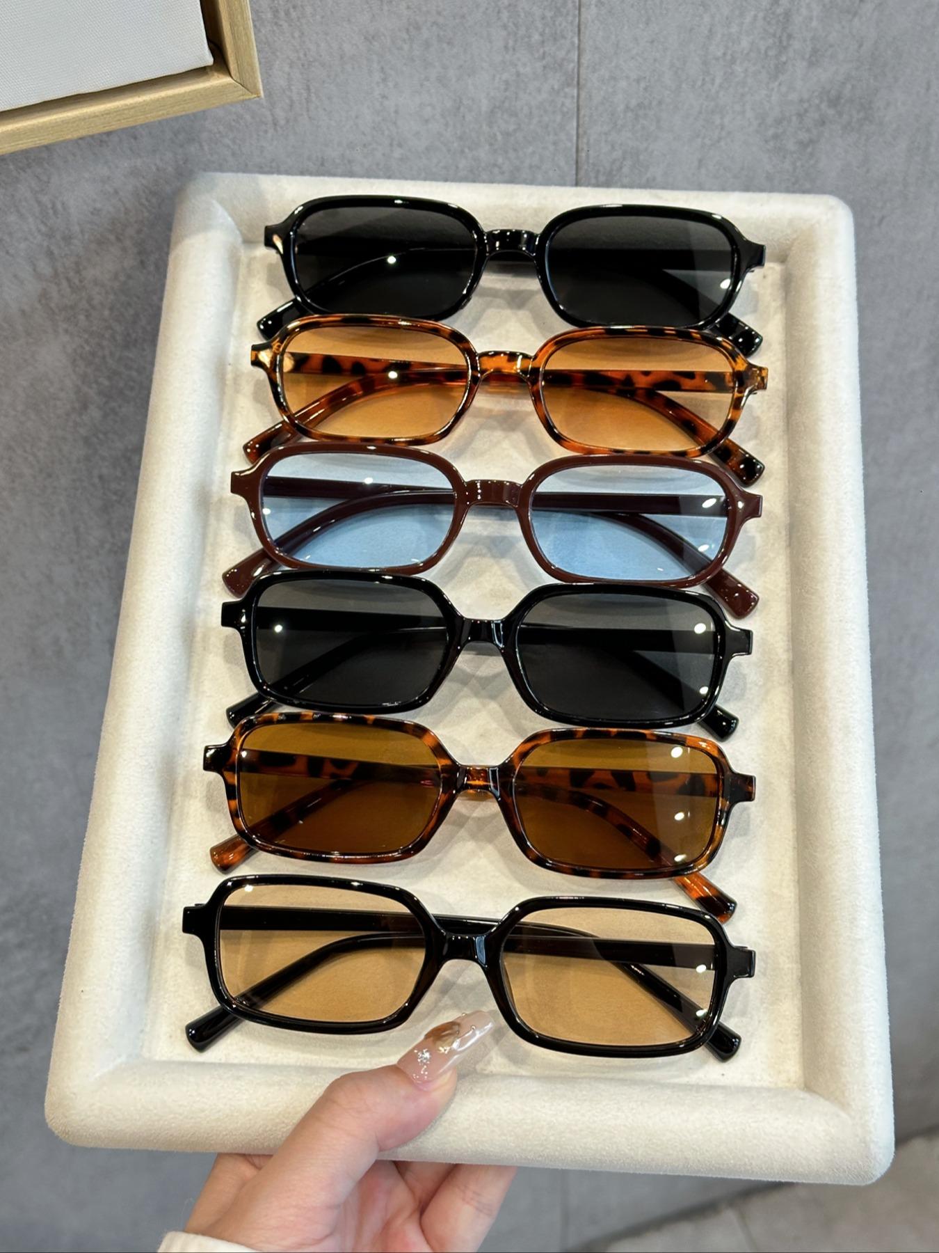 Unisex Fashion Retro Square Sunglasses, Small Frame Design, Suitable for Daily Wear, Pack of 6 Pairs, Stylish Eyewear for Men & Women