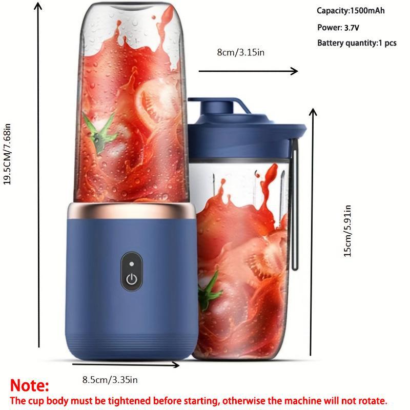 Portable Wireless Automatic Juicer Machine, Electric Juice Maker with Dual Cups and Sports Lid, Ideal for Home Outdoor Camping Kitchen Gift