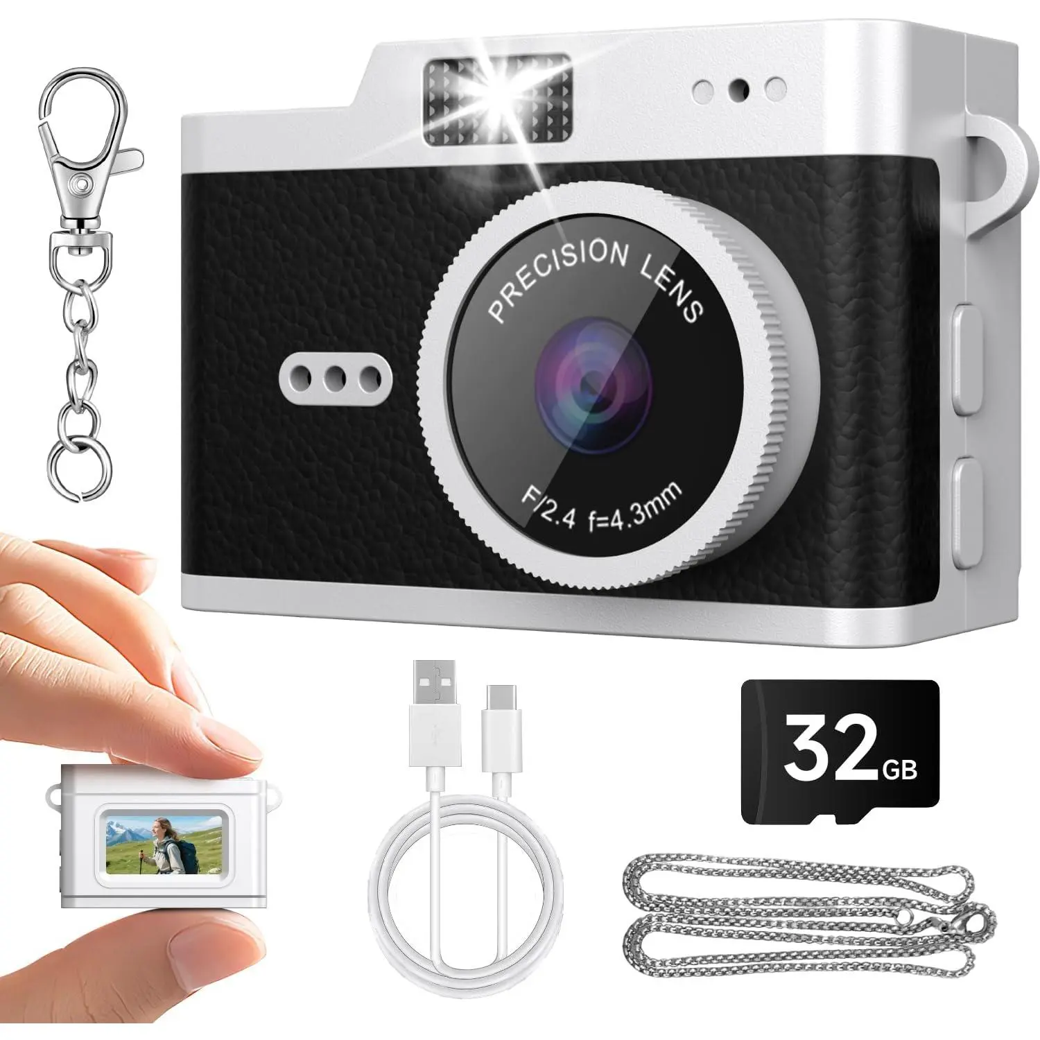 Pocket , Y2K Retro 1080P   Digital Camera, Black | 32GB SD Card, 0.96" Screen, Portable Video Recorder, Travel Vlogs & Daily Recording