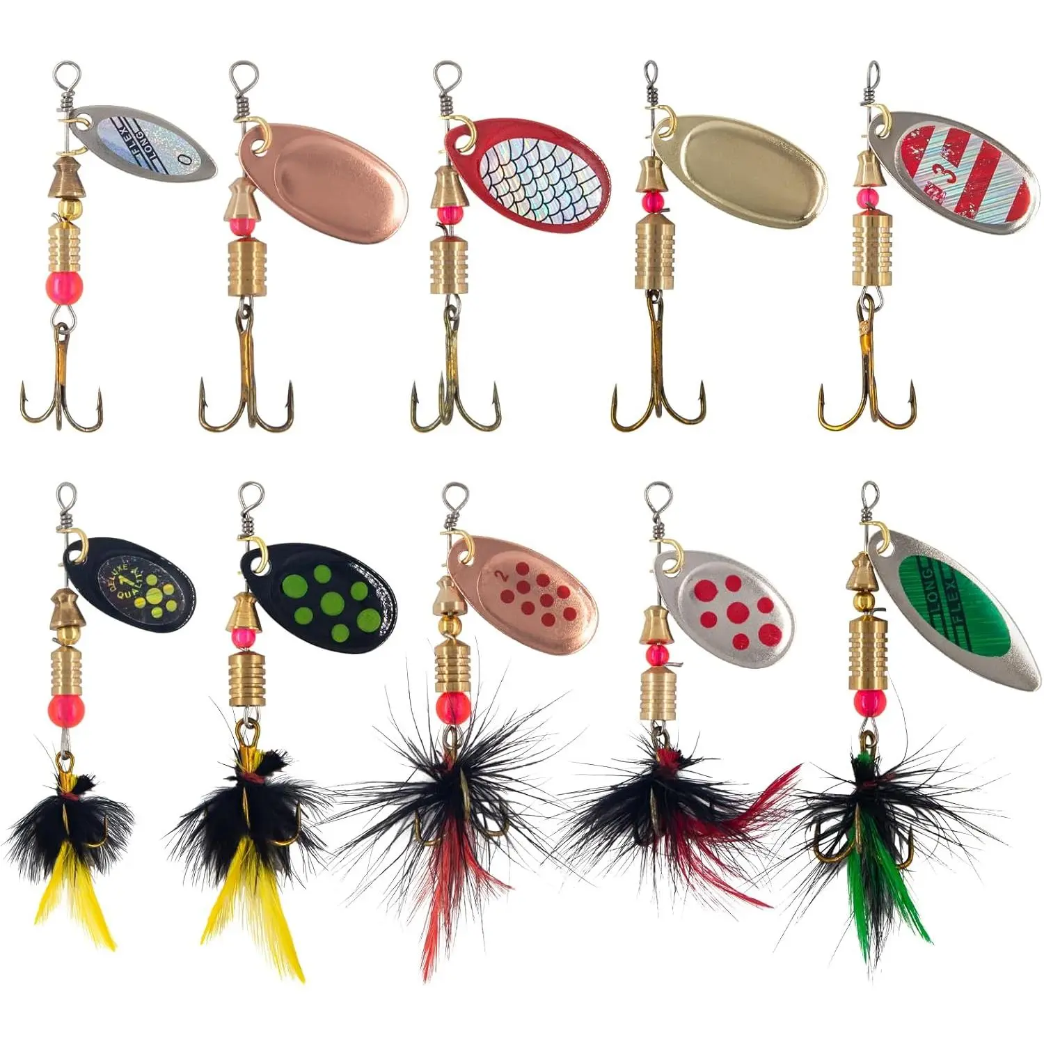 Rooster Tail Fishing Lures – Inline Spinner Baits Kit  Trout, Bass & Salmon – Effective in Freshwater, Streams & Fast Currents