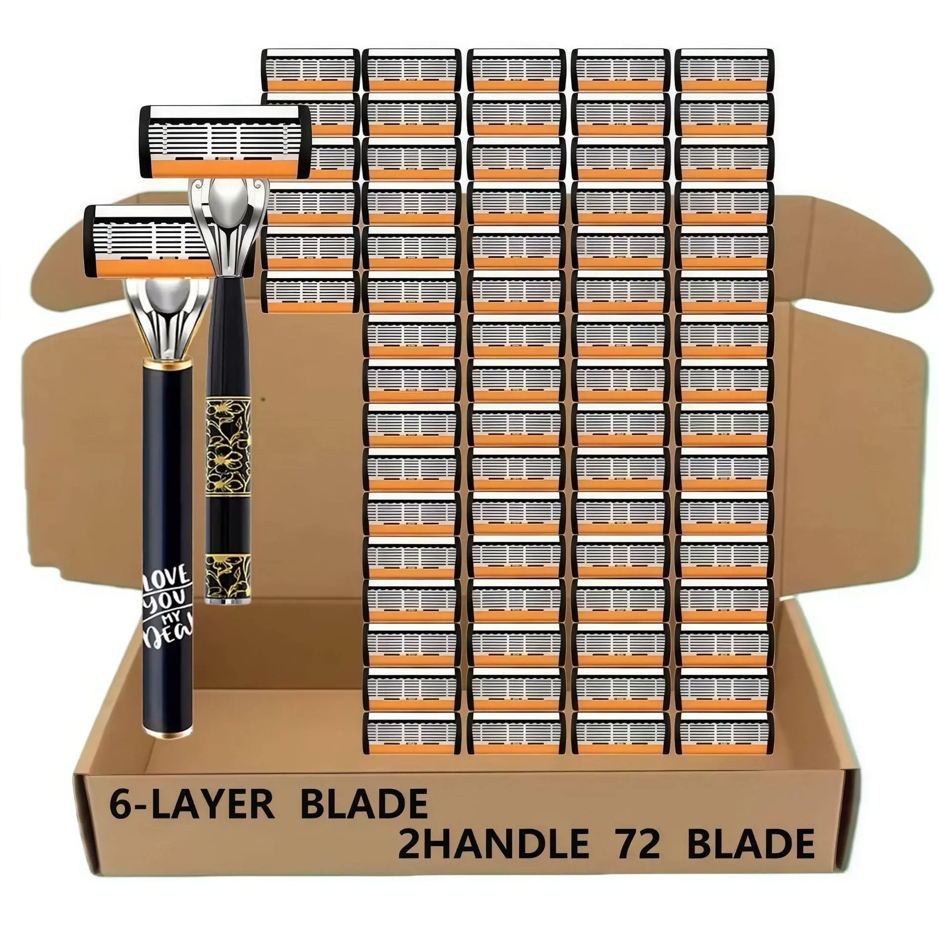 Premium men's razor set with 72 replaceable blades, an anti-slip ergonomic handle, and durable stainless steel delivers a smooth, close, precise shave every time—easy to clean, a must-have grooming essential, Shaving Products
