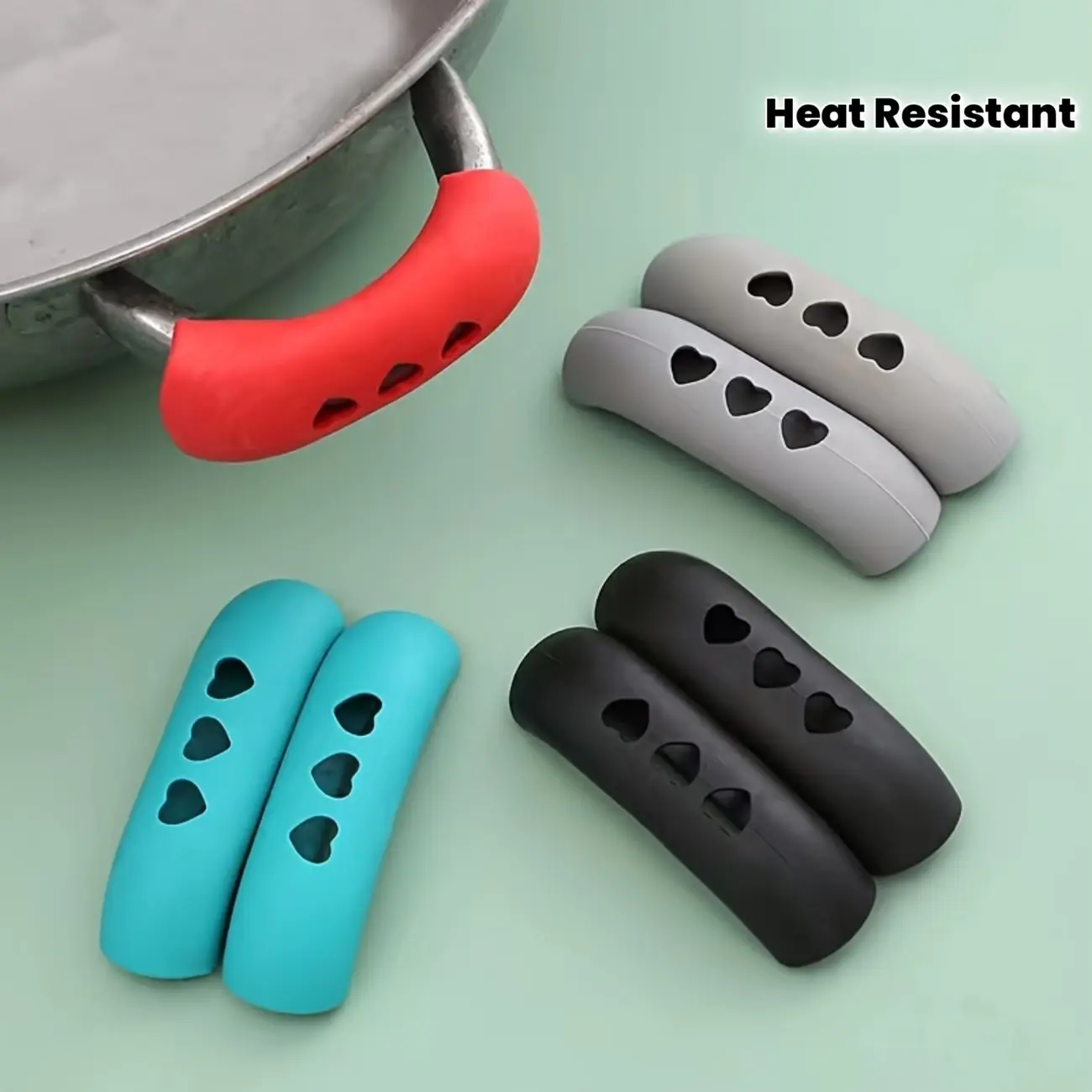 8pcs Random Color High-Temperature Resistant Pot Handle Covers, Durable Non-Slip Cookware Handles, Insulated Anti-Scalding Kitchen Accessories