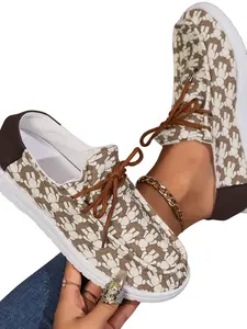 Women's and Spot Print Canvas Shoes, Versatile Two-Way Wear, Thick Sole, Lightweight, Casual Lazy Board Sneakers