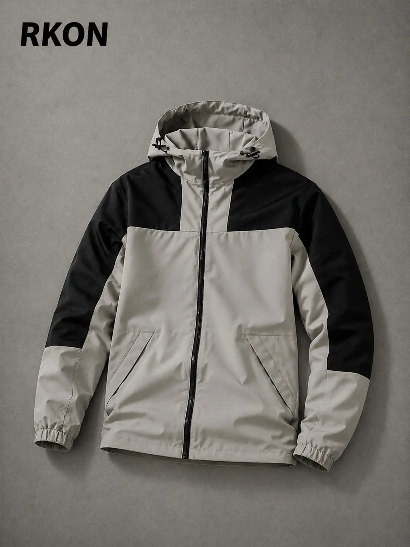 Men's Patchwork Hooded Jacket, Lightweight Windproof Coat, Workwear Style Spring Fall Casual Top, Comfortable and Stylish Outerwear