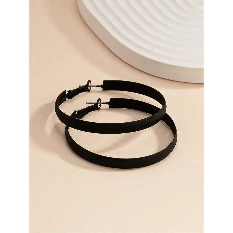 [SummerWins]Plain Color Hoop Shape Earrings (1 Pair), Flat Pierced Jewelry, Casual Jewelry for Women, Fashion Jewelry for Party, Daily Clothing Decor, Trendy Fashionable Accessories, Trendy All-match & Exquisite Jewelry for Birthday Gift