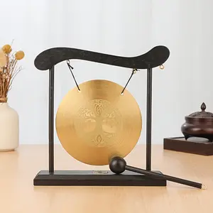 Meditation Gong, Small Percussion Instrument, Relaxing Brass Gong for Yoga and Meditation, Home and Office Desk Decoration, Compact and Cute, Holiday and Birthday Exchange Gift, Pleasant Ringing Sound, Windowsill and Nightstand Decor