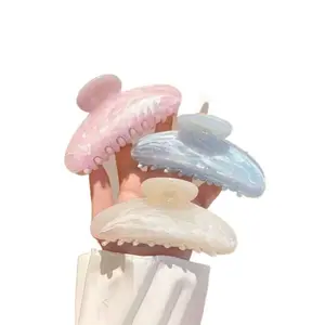 Non-Slip Acrylic Claw Clips 3Pcs Pastel Marble Hair Clips Strong Hold For Thick Hair Women Dished Hair Bun Hairstyles