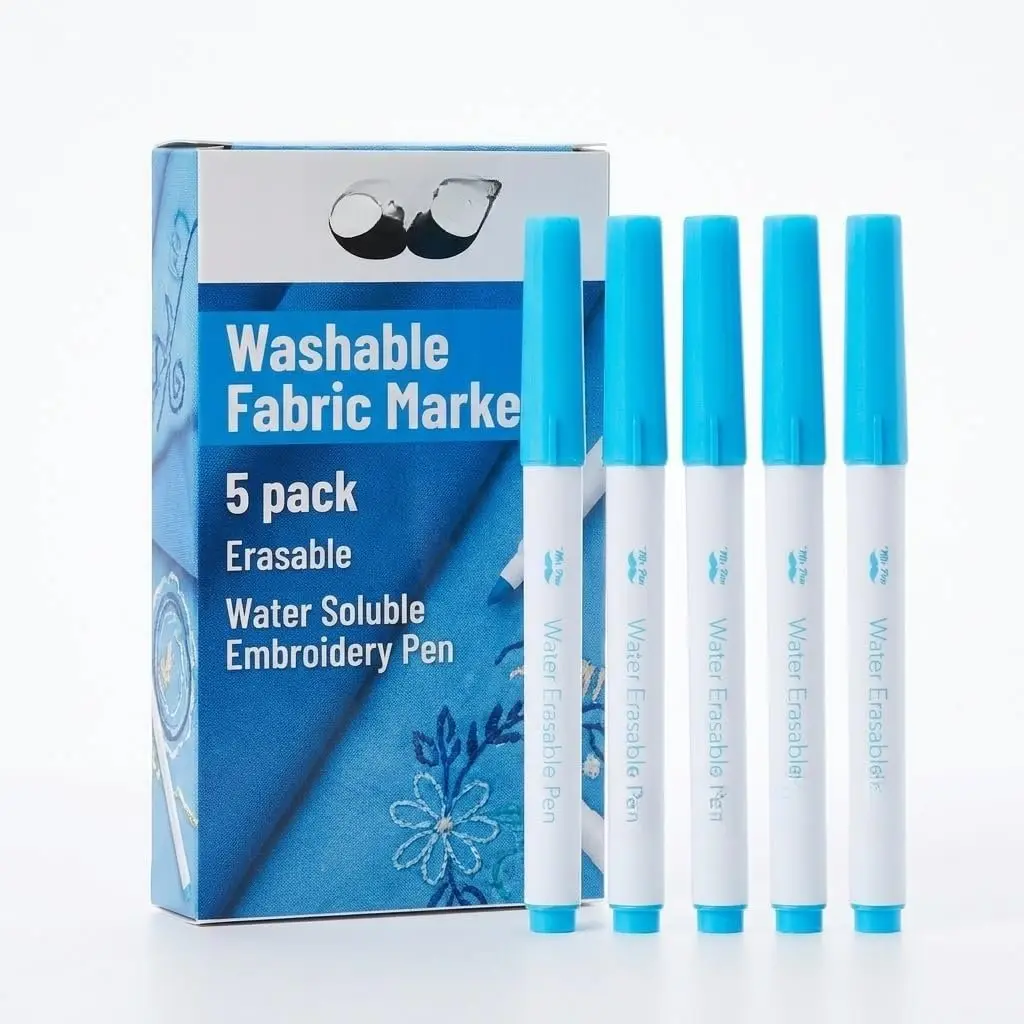 - Washable Fabric Markers for Sewing, 5 Pack, Blue | Erasable, Water Soluble Embroidery , Fabric Marking s for Sewing