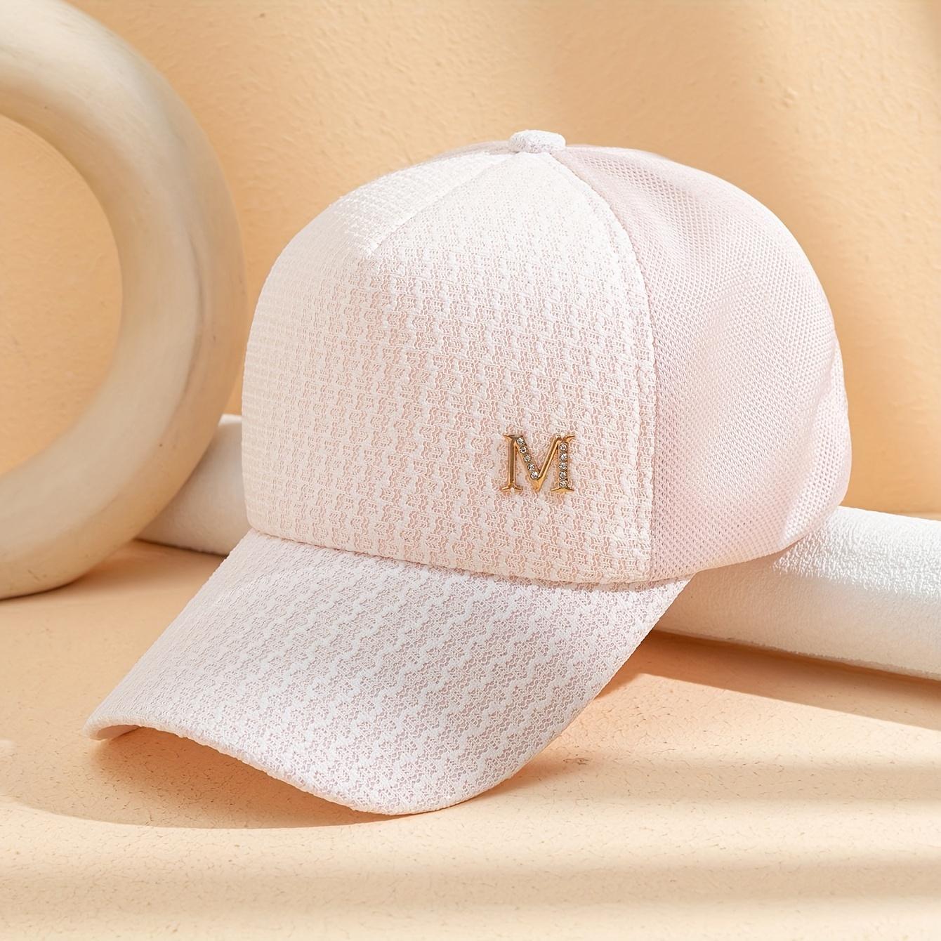 Letter M Decor Baseball Cap Trendy Solid Color Mesh Dad Hats Lightweight Breathable Trucker Hats For Women daily use Spring & Summer