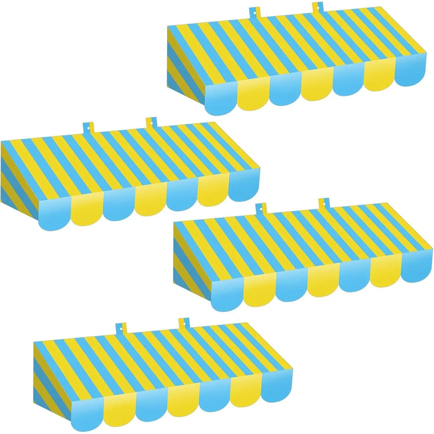4 count  Circus Awning Wall Decoration Farmers Market Party Decorations Carnival Awning for Halloween Carnival Theme Party Classroom Decorations(Blue and Yellow)