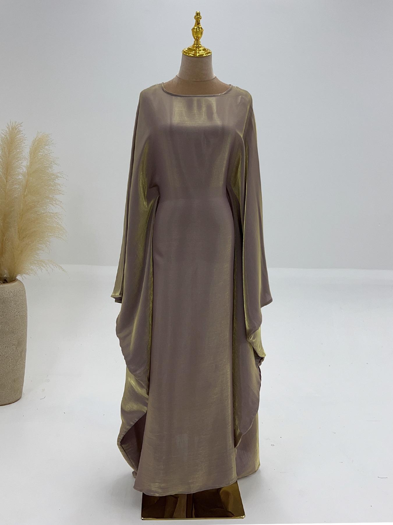 Women's Solid Color Round Neck Kaftan Robe, Muslim Women's Gowns, Modest Fashion Long Sleeve Dress for Daily Wear, Women's Islamic Clothing for All Seasons