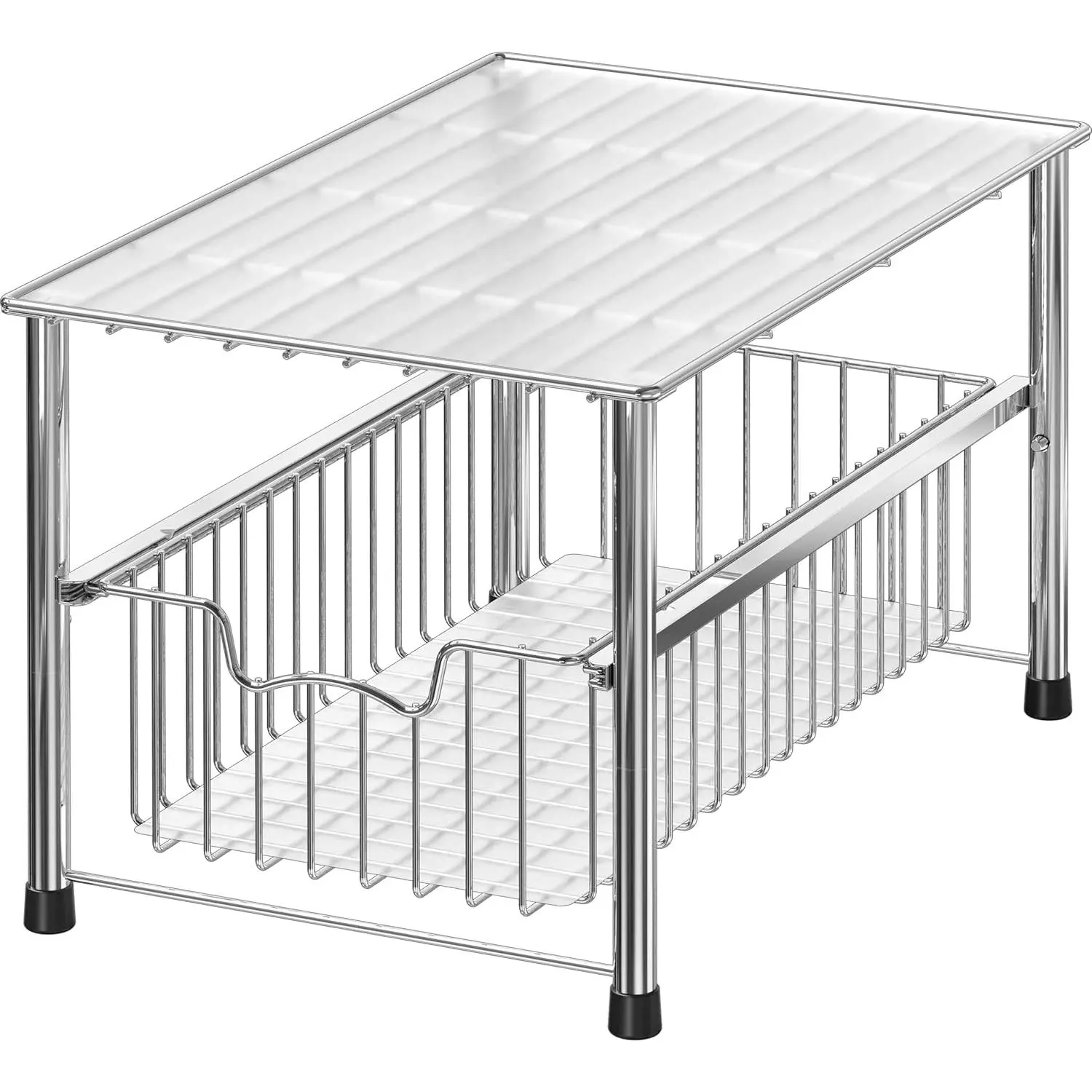 Chrome Metal Stackable Storage Rack, 16.75 in L x 10.8 in W x 10.25 in H