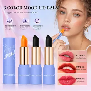 3 Pack pH Temperature Color Changing Lip Balm, Magic Custom Shade Lipstick, Hydrating Light Long Lasting Lip Care