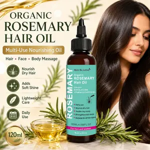 120ML Organic Rosemary Hair Oil, Multi-Purpose Nourishing Oil, Biotin & Glycerin Formula, Smooths Dry Hair, Suitable for All Hair Types