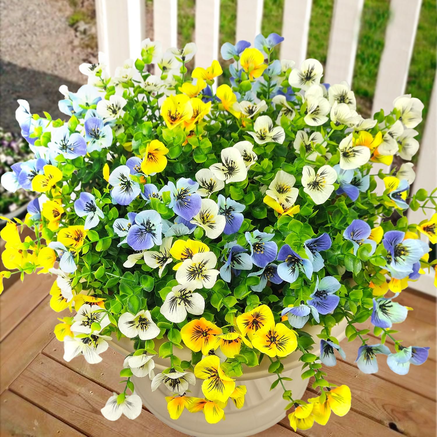 Artificial Pansy Flower, 12pcs/set Fake Silk Pansy, Faux Plastic Plants for Home Outside Garden Planter Front Door Porch Yard Patio Decor, Ornaments