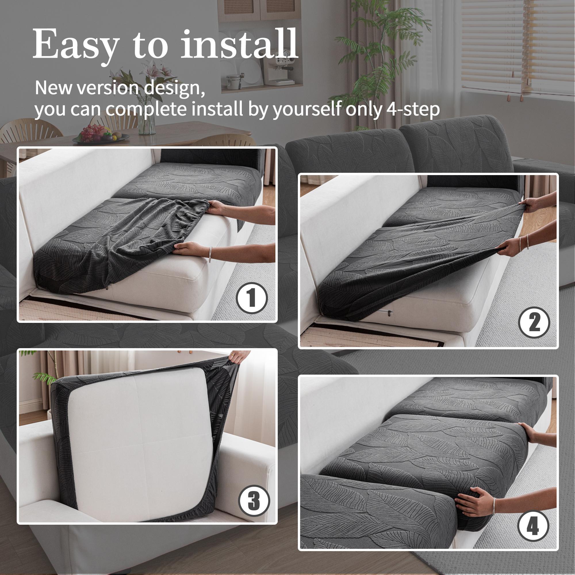 1 Count Elastic Sofa Seat Cover, Modern Anti-Slip Universal Slipcover for L-Shaped and 1–4-Seater Sofas, Elastic Sofa Slipcover