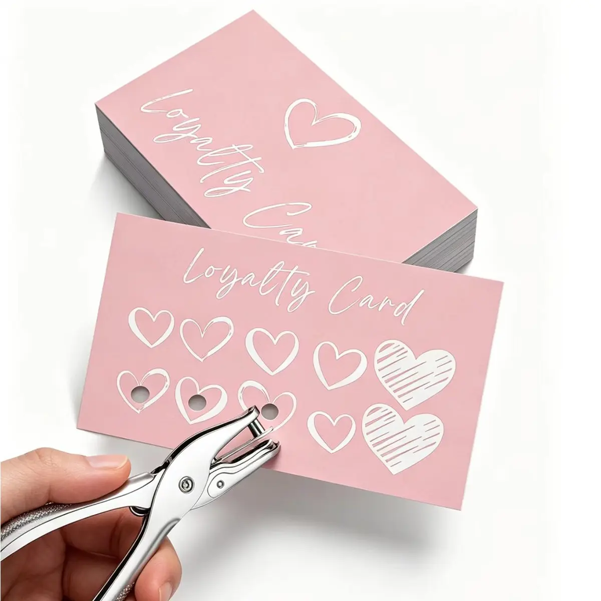 50/100 Heart Loyal Member Cards, Blank Customer Reward Cards, Ideal for Small Businesses, Perfect for Boutiques, Cafes, Salons
