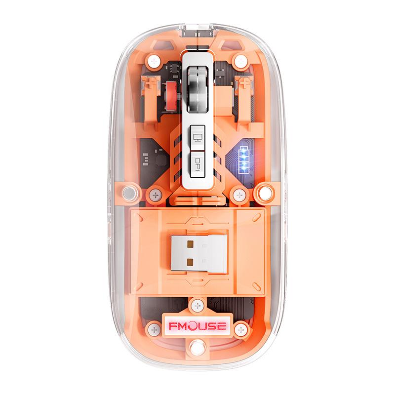 Wireless Bluetooth Mouse Three-Mode Transparent Mouse Charging Silent Mobile Phone Tablet Computer Universal Mouse
