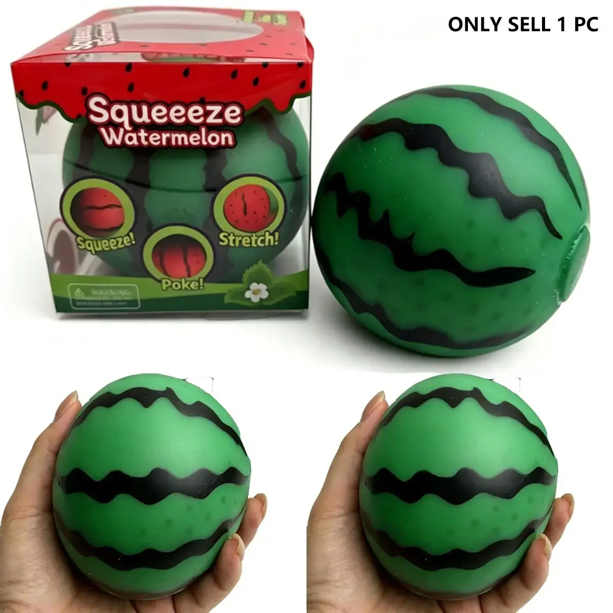 Large Soft Watermelon Stress Ball for Kids and Adults, Fruit Shape Squeeze Toy, Anxiety Relief Stretch Ball, Team Gift, Color Changing Squeeze Ball