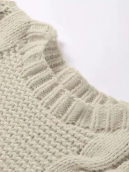 Women's Fashion Design Loose Regular Pullover Sweater, Chunky Knit Cable Style Perfect for Autumn & Winter, Stylish Women's Knitwear