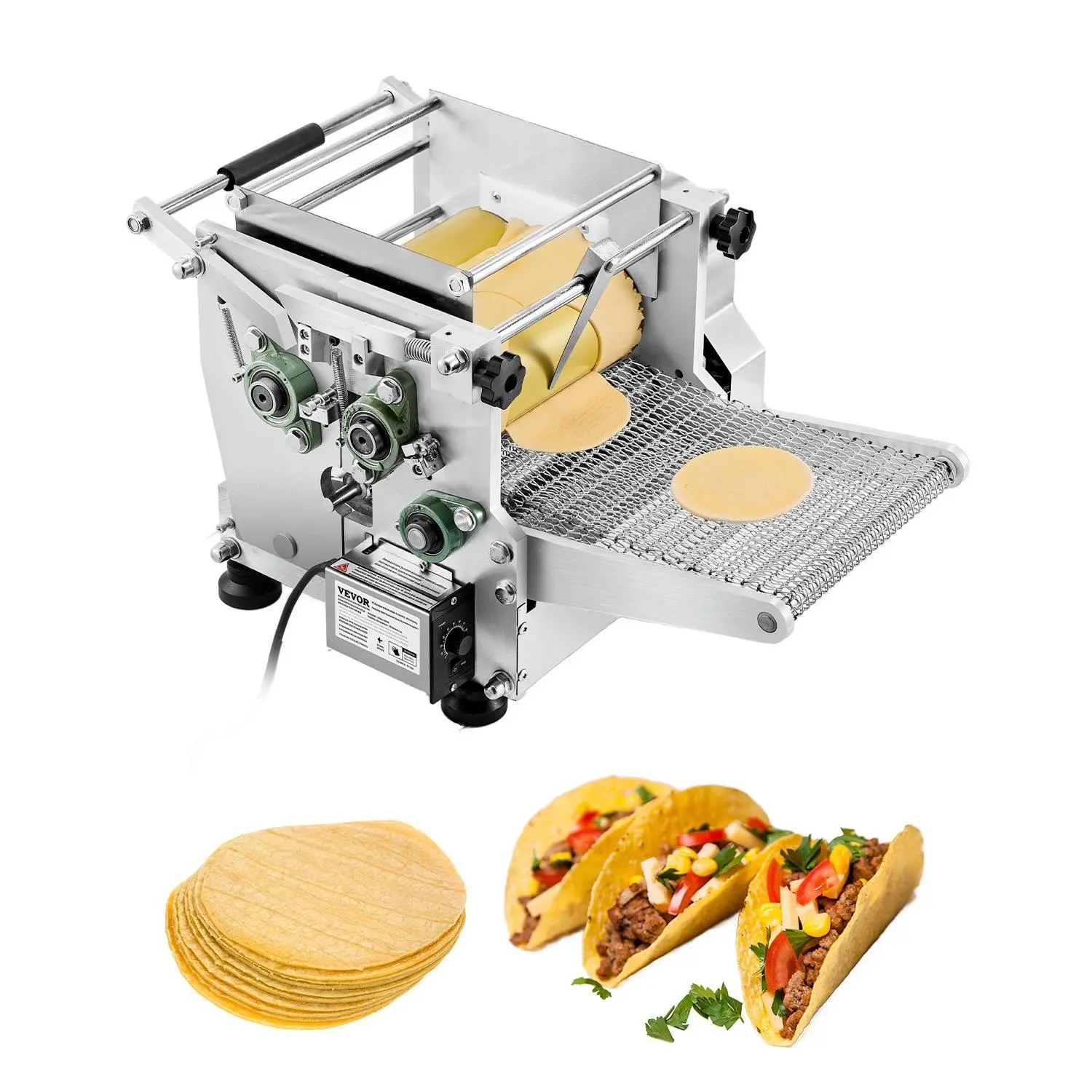 【toolupgrade】VEVOR Electric Tortilla Maker, 5.5 Inch Diameter Automatic Corn Tortilla Making Machine with Non-Stick Coating, Electric Chapatti Machine Suitable for Produce Sopes Gorditas Roti Pita Tortilla Pizza