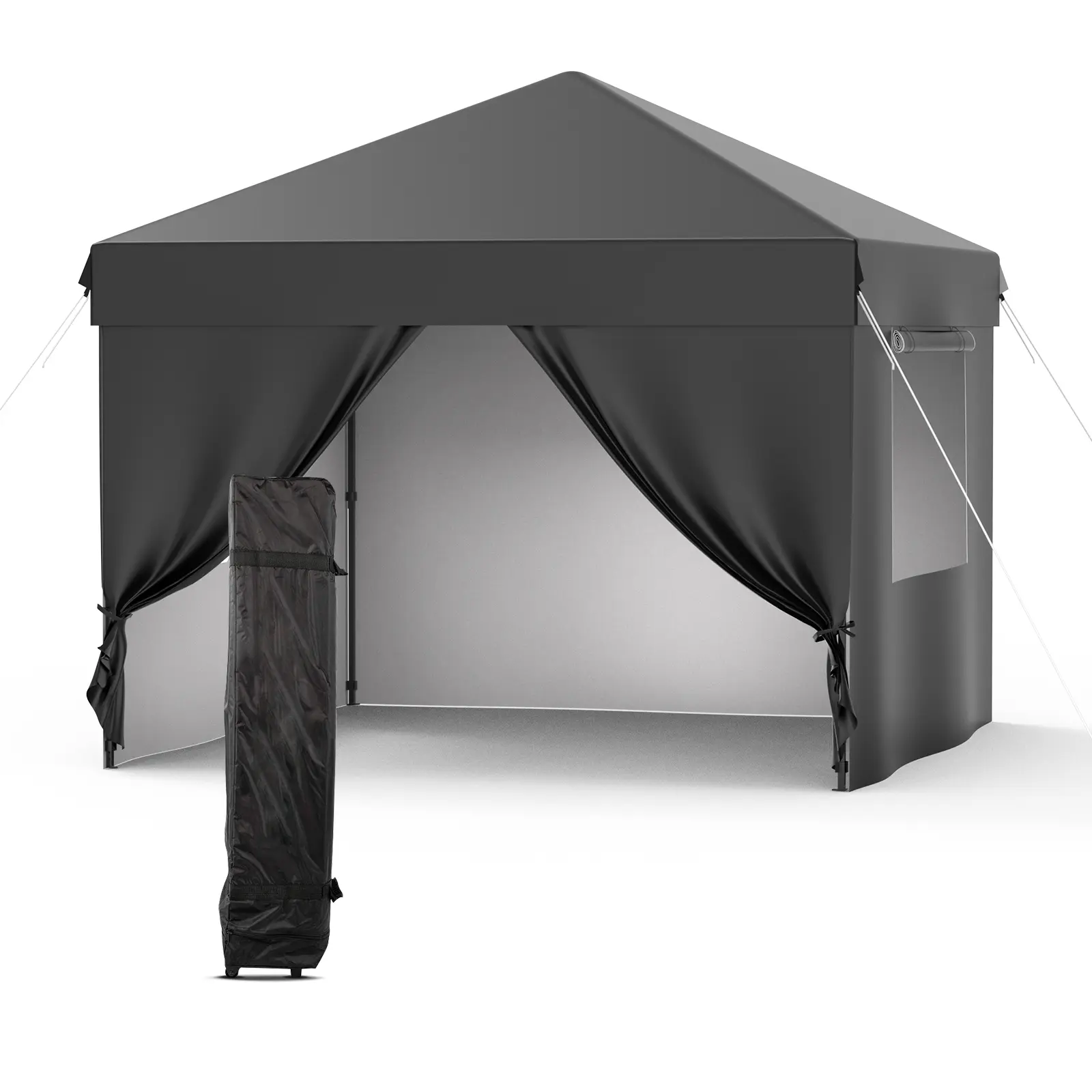 10x10 Pop Up Canopy with 4 Sidewalls, One Button Setup Party Tent, Waterproof UPF 50+ Camping Canopy with Roller Bag & Weight Bags