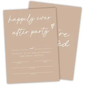 25 Happily Ever After Party Invitations With Envelopes - Warm Brown - Bride & Groom Wedding Reception Cards, Engagement Party Celebration, Party Favor & Decorations - A04