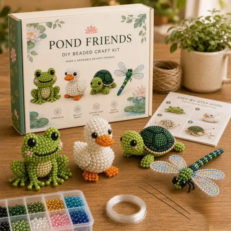 Tiny 3D Beaded Animal DIY Kit, Petite DIY Beaded Animal Craft Kit, 3D Animal Themed Beadwork Kit for Beginners & Craft Enthusiasts, with Colorful Beads & Instructions