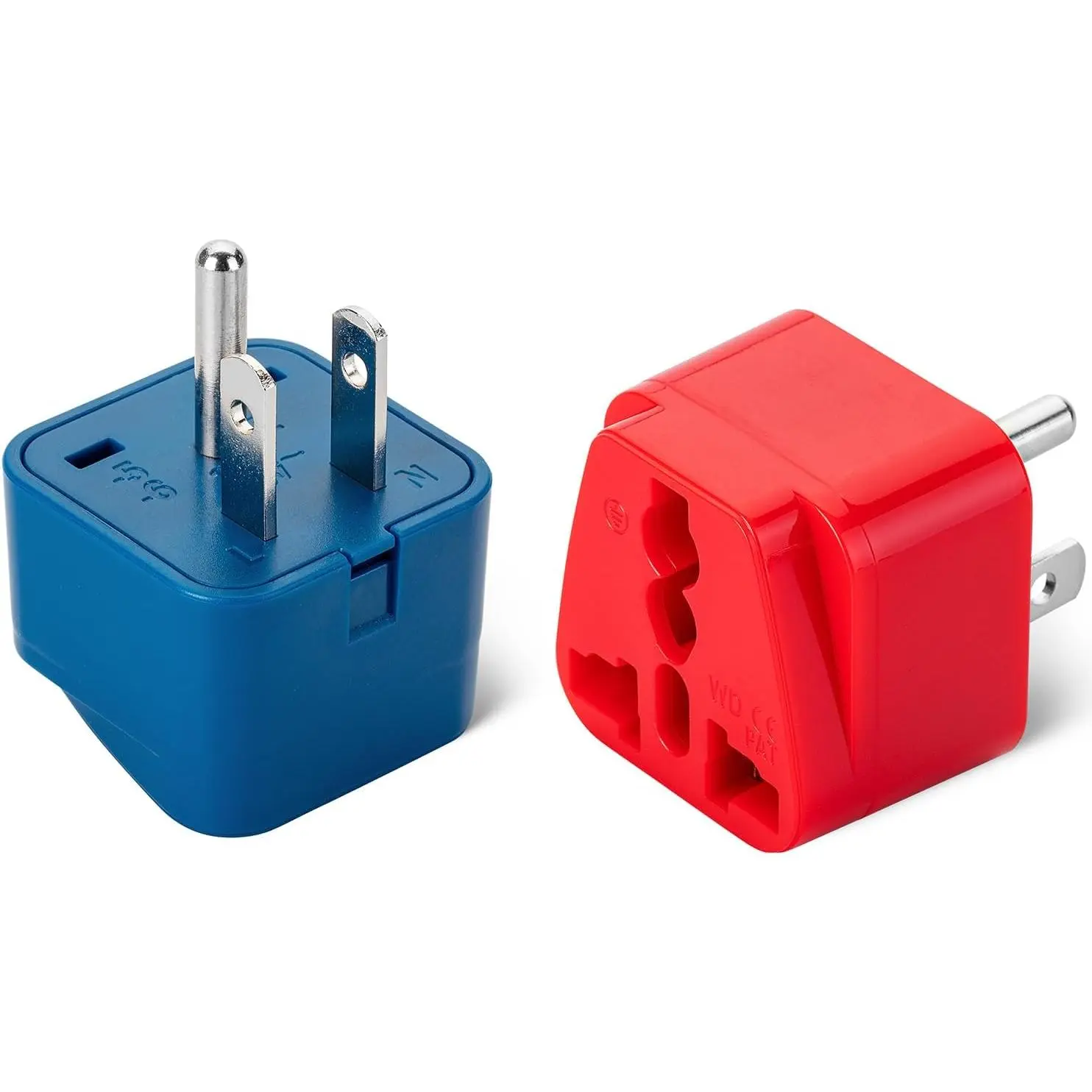 - UK to  Plug Adapter, 2 Pack, Blue and Red, EU to  Plug Adapter